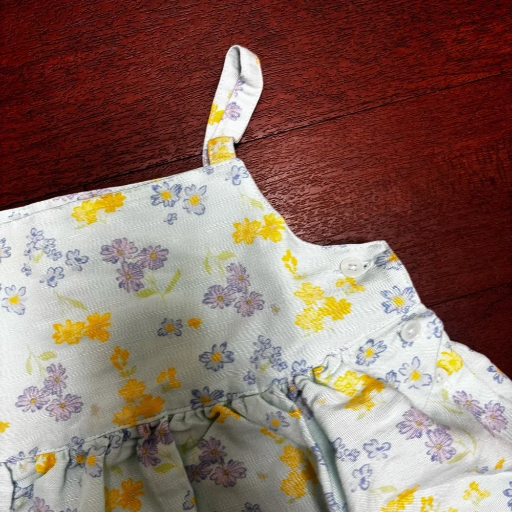 Vintage Gymboree Floral Linen Blend Two Piece Dress
